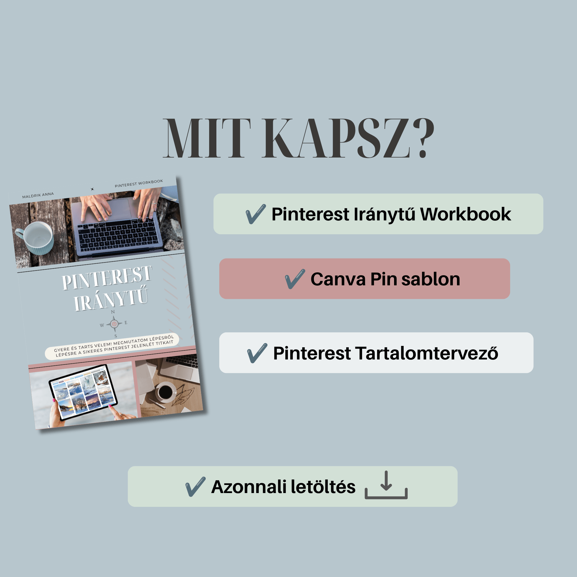 Pinterest workbook Canva sablonnal és tartalomtervezővel